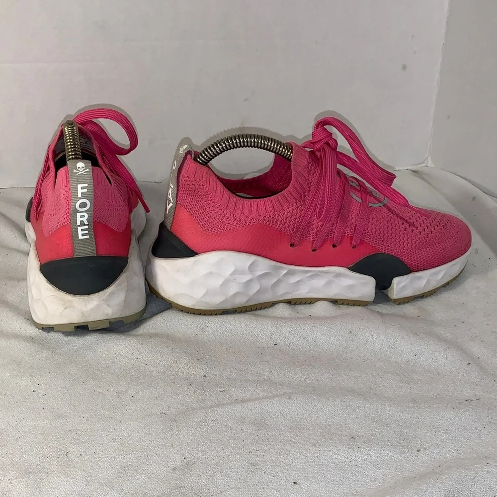 G/FORE Women’s ‘Day Glo’ Hot Pink Knit Lace-Up Spikeless Golf Shoes